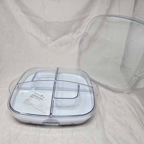 Pampered Chef Large Square Cool & Serve with 5-section and Open Trays - Picture 2 of 6
